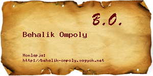 Behalik Ompoly névjegykártya